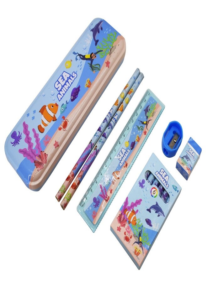 Asera مجموعة هدايا أدوات مكتبية من أسيرا للأطفال كهدايا تذكارية لأعياد الميلاد (عبوة واحدة) (حيوانات بحرية) | متعدد الألوان - Image 3